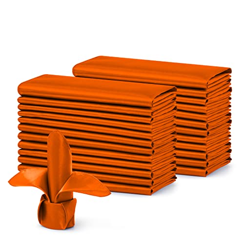 Entisn 40 orangefarbene Satin-Servietten, 50.8x50.8 cm + 4 Satin-Tischläufer, 30.5x274.3 cm, elegante und weiche seidige Tischdekoration für Partys, Bankette, Hochzeit, Valentinstag, Weihnachten Cover