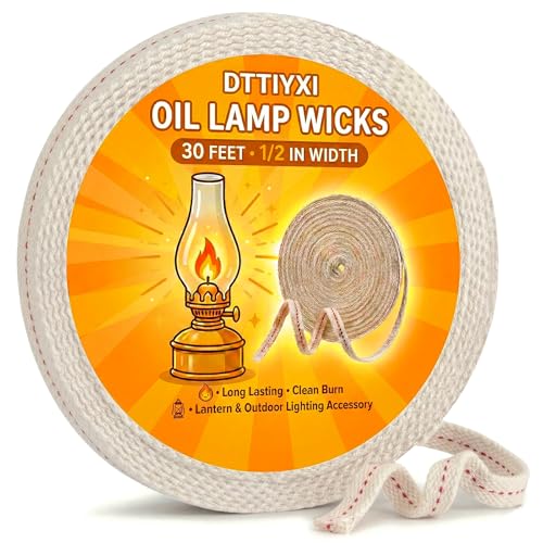 DTTIYXI Oil Lamp Wicks 1/2 Inch x 30 Ft Flat Cotton Lantern Wick for Oil Lamps