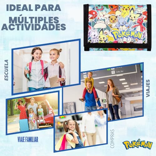 Cartera de Pokemon para niños con velcro y monedero de Charizard 6