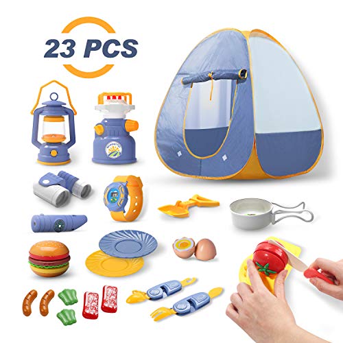 DEERC Kids Camping Tent Set Toys 23pcs Includes Pop Up Play Tent, Camping
