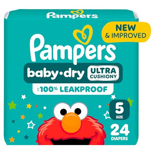 Pampers Diapers - Baby Dry - Size 5, 24 Count, Absorbent Disposable Infant Diaper (Packaging May Vary)