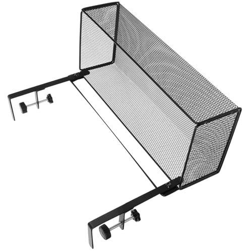 POPETPOP 可能なデスク下収納バスケット 多機能ファイルオーガナイザー ペン 書類整理 ブラック 省スペースでオフィスや自宅の机横に