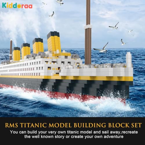Image of Ship Micro Building Blocks Set, 1878+ PCS Historic Ocean Liner Ship Model for Teens & Adults 14+ | Collectible Display with 1 Year Manufacturing Warranty