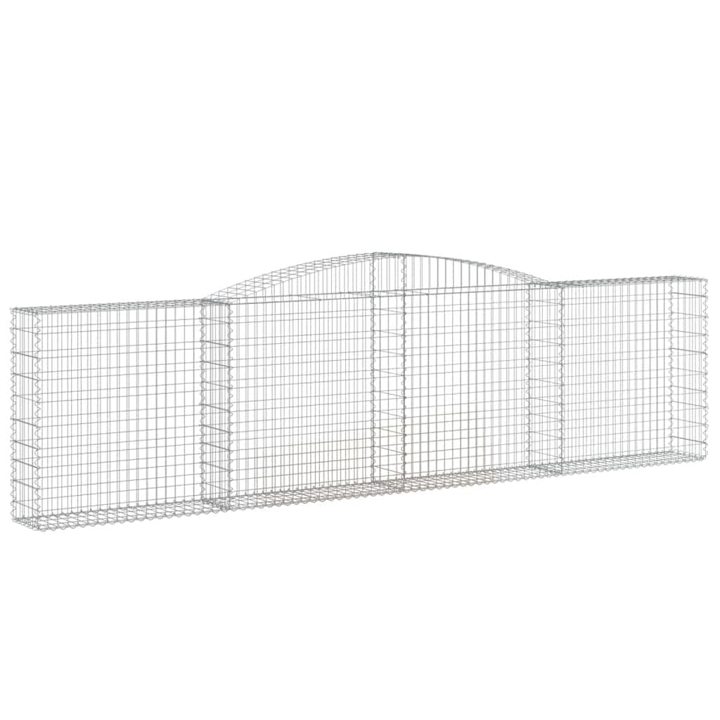 Yngbhfnop Silver Arched Gabion Baskets 25 Pcs 400X30x100/120 Cm Galvanised Iron Garden Fence Barrier For Decoration Sound Insulation Retaining Wall With Hooks Durable Outdoor Use