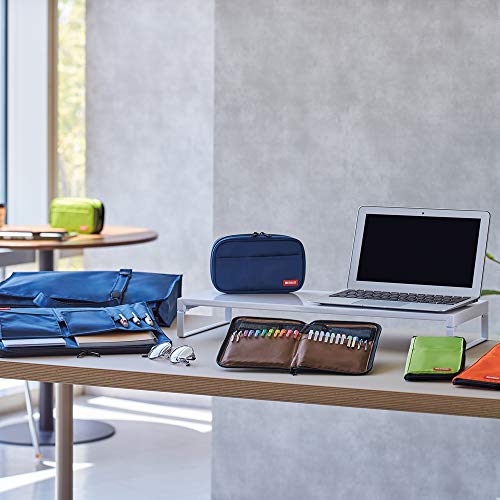 Image of LIHIT LAB Large Capacity Zipper Pencil Case For School Office College, Big Capacity 4 Compartments Pencil Bag Holder Adults Teen Boys Girls, Travel Cosmetics Storage, Indigo (A7551-11N)