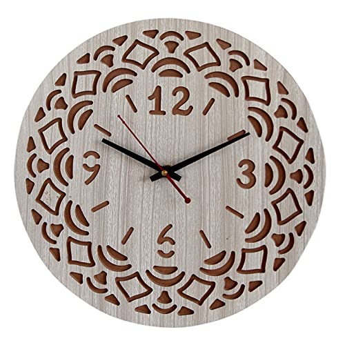 Krupasadhya Wooden Round Home Decor Wall Clock with Arabic Numerals for Bedroom, Living Room, Retirement Gift ( by Krupasadhya ) (KS Clock 181 )