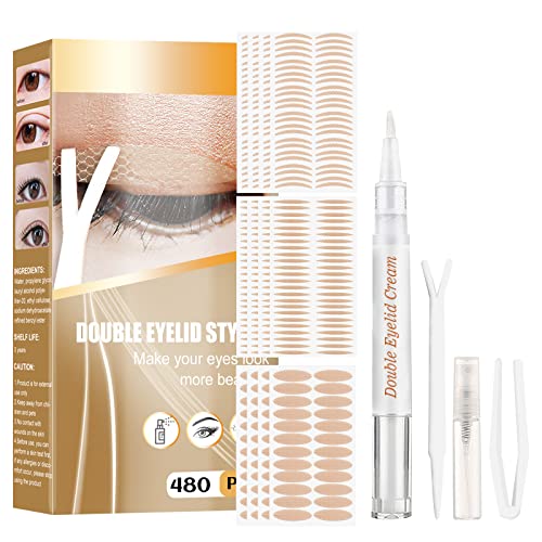 Eyelid Tape, Eyelid Lifter Strips, Invisible Waterproof Double Eyelid Tape, Instant Eyelid Lift for Heavy Saggy, Hooded, Uneven, Mono-eyelids, with Fork Rods and Tweezers
