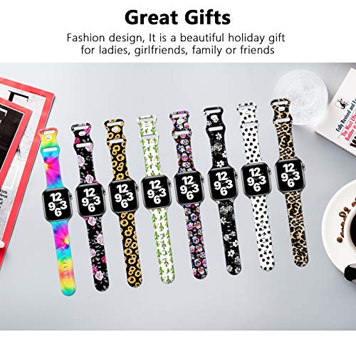 OHOTLOVE Compatible with Apple Watch 38mm 40mm 42mm 44mm for Women Men, Soft Silicone Pattern Printed Replacement Wristband Band for Iwatch Series 6 & Series 5 4 3 2 1.Sunflower A - Thumbnail 4