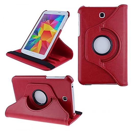 COOVY® 2.0 skydd för Samsung Galaxy TAB 3 7.0 GT-P3200 GT-P3210 SM-T210 SM-T211 roterande 360° gradigt smart fodral stativ skydd | röd