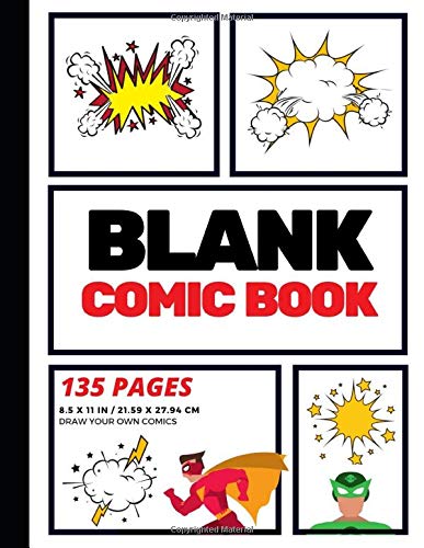 Blank Comic Book: Create Your Own Comic Strip, Blank Comic Panels, 135 Pages, Red (Large, 8.5 x 11 in.) (Action Comics) (Volume 1)