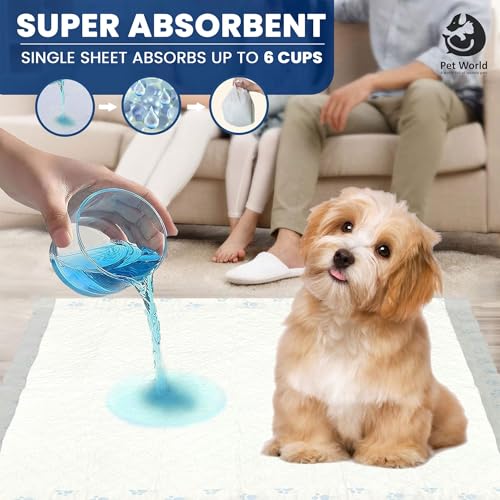 Image of Pet World Training Pads, with Odor Lock Technology & Super Absorbent Pee Pads, Leak-Proof Dog Potty Training Pads for Puppies, Dogs,Cats & Rabbits (60 X 60 cm)(100 Pcs)