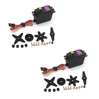 Treedix 2 pcs MG996R Servo Motor Metal Gear High-Torque Servo Motor for Smart Car Robot Boat RC Helicopter Mechanical arm FittingsControl Angle 360