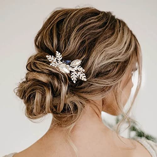 Catery Crystal Bride Wedding Hair Comb Silver Side Combs Leaf Bridal Hair Piece Clips Headpieces For Wedding Hair Accessories For Women And Girls #TOP30