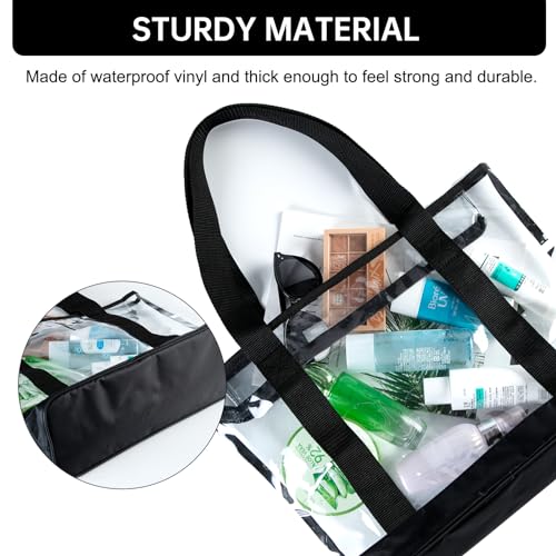 Image of BORMELUN clear tote bag,Purse handle with zipper for work plastic transparent see through women
