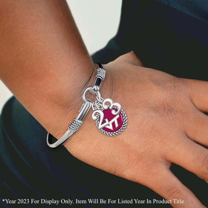 Virginia Tech Hokies Graduation Year 2025 Silver Bracelet Jewelry Licensed VT