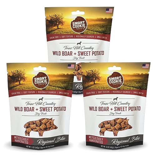 Smart-Cookie-All-Natural-Dog-Treats-Wild-Boar-Sweet-Potato-Training-Treats-for-Dogs-with-Allergies-Sensitive-Stomachs-Soft-Dog-Treats-Chewy-Grain-Free-Made-in-USA-5oz-Bag-Pack-of-3 Smart Cookie All Natural Dog Treats Wild Boar Sweet Potato Training Treats for Dogs with Allergies Sensitive Stomachs Soft Dog Treats Chewy Grain Free Made in USA 5oz Bag Pack of 3