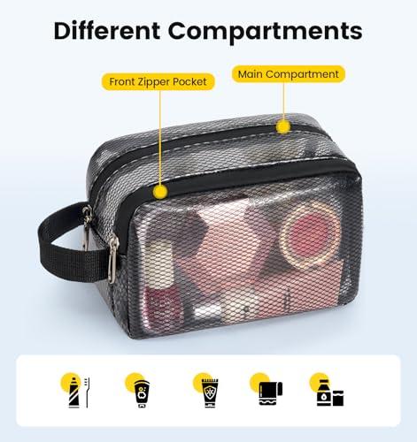 Vorspack Small Travel Toiletry Bag - Translucent Toiletry Bag for Women Hanging Toiletries Bag for Men Water Resistant Travel Bag for Toiletries Accessories - Black3