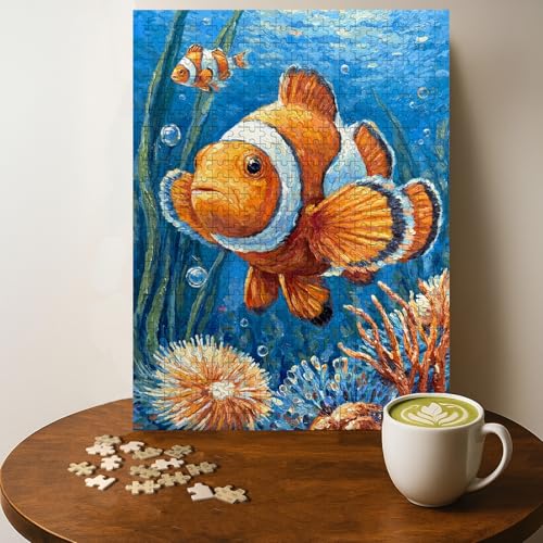 Poisson-clown puzzle 500 pièces bois pour adultes, 20 x 15 po