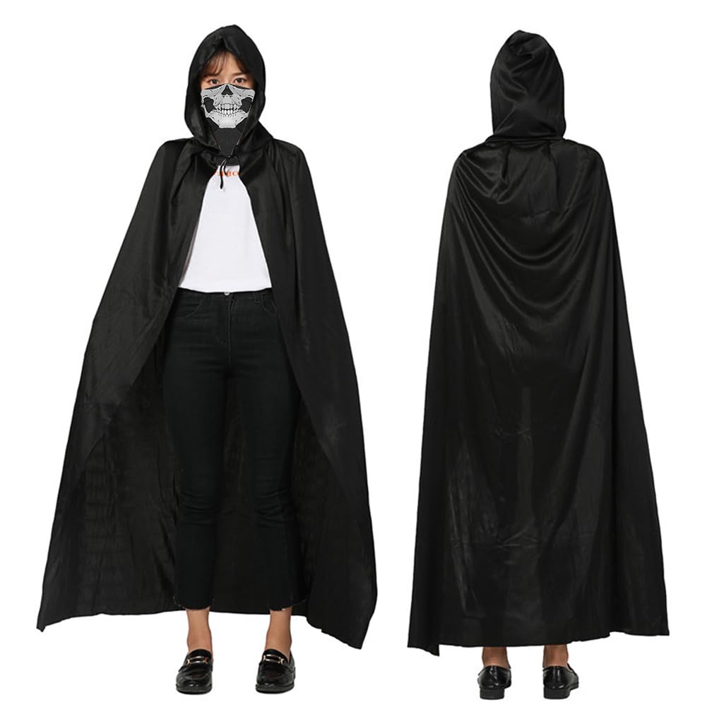 Halloween Black Hooded Cape Witch,Halloween Vampire Cloak Capes - Image 4