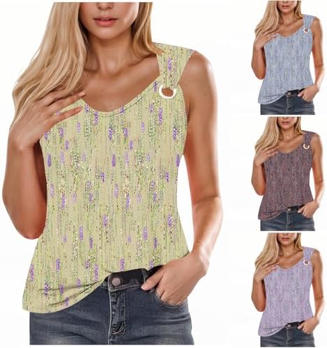 Tank Tops for Women Loose Fit Fashion Printed Shirts Plus Size Casual Sleeveless Tops Summer Crewneck T Shirts — view 3