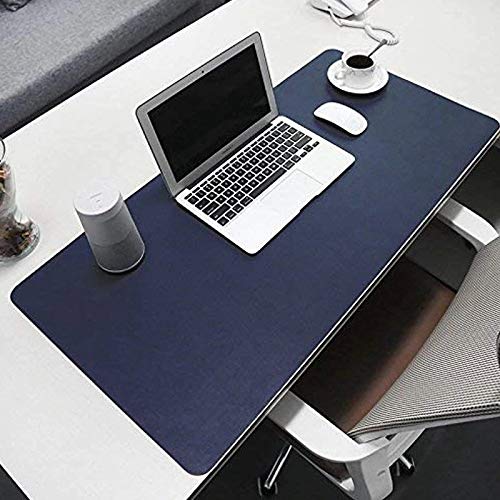 Image of House of Quirk Laptop Keyboard Mouse Felt Pad with Paper and Pen Pocket for Desktops (78.7 x 39 CM, Dark Blue /Yellow)