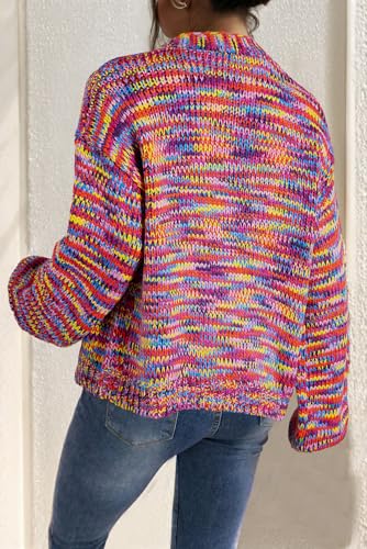 SELINK Women's Cardigan Sweater Casual Confetti Drop Shoulder Open Front Cardigan Multicolor Long Sleeve Daily Outwear2