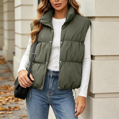 PXLKNZH Puffer Vest for Women Sleeveless Stand Collar Snap Gilet - image 2