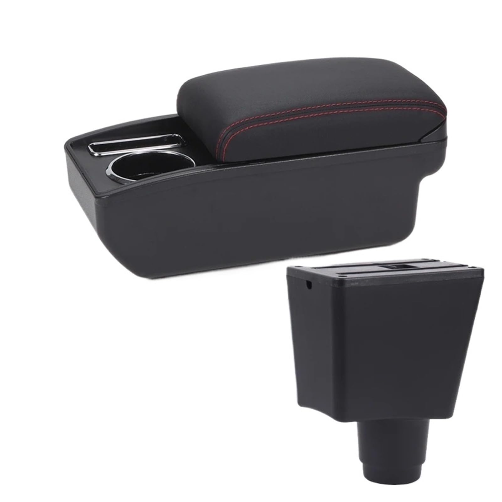Umdjju C1 Black Red No Usb For Logan 2 Car Armrest Interior Retrofit Accessories Storage Box Car Centre Console Armrest Box(C1 Black Red No Usb)