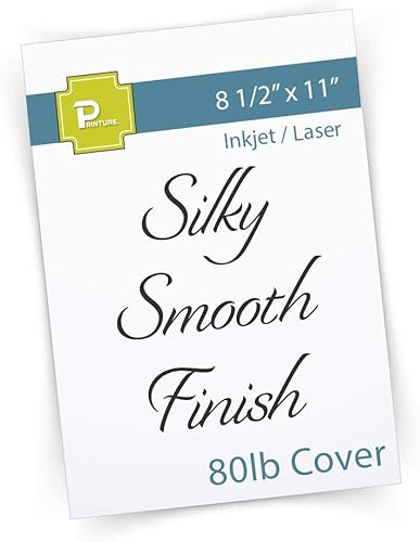 Printure Papel cartulina - 85 x 11 pulgadas blanco - Acabado suave y sedoso - Cubierta gruesa y pesada de 80 libras - para impresoras de inyección