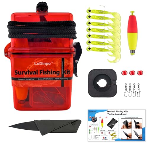 LoDinpo Mini Survival Fishing Kit, Pocket Emergency Fishing Gear