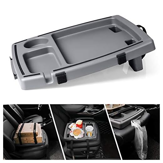 Seven Sparta Food & Drink Tray for Car with 5 Compartments Organizer, Hooks, Anti-Slip Silicone Strip & Straps Passenger Seat Food Tray for Car