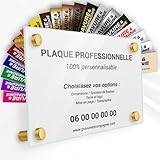 Plaque Professionnelle Troglass Personnalisée - Plaque professionnelle Médecin, Infirmier, Avocat - Dimensions, Couleur, Taille, Texte, Logo personnalisable (Fond Blanc)