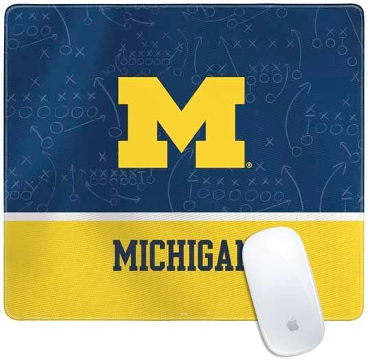 Skinit Large Gaming Mouse Pad - Officially Licensed University of Michigan Blue Jersey Design with Stitched Edges, Waterproof, Non-Slip Rubber Base, Desk Mat for Keyboard & Mouse, 31.5" x 11.8" inches