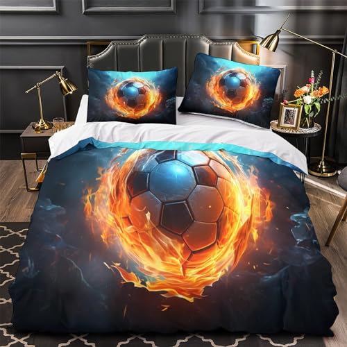 Funda nórdica de fútbol 200x200cm con 2 fundas de almohada de microfibra 4