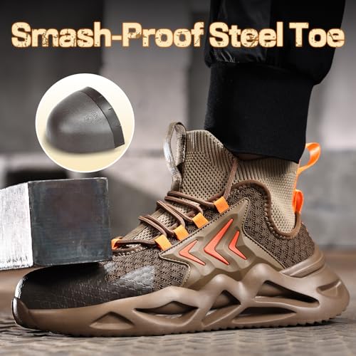 Image of Steel Toe Boots for Men Work Indestructible Safety Boots | Impact-Resistant, Puncture-Resistant, Comfortable, Wear-Resistant, Construction Factory, Warehouses, Jobsites