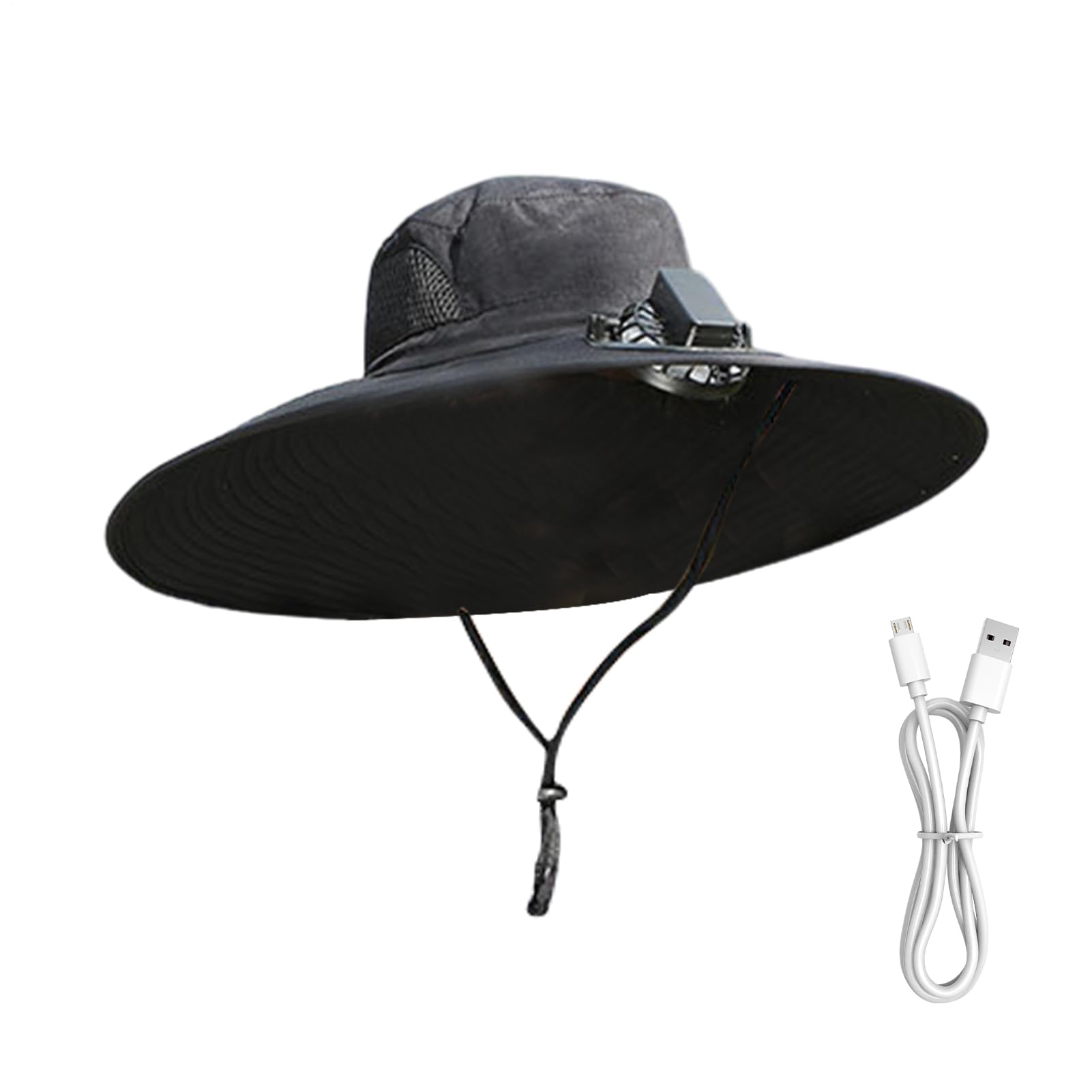 Cappello per ventilatore con pannello solare, tesa larga, protezione UV, ricarica USB, per corsa, ciclismo, escursionismo, pesca, donne e uomini