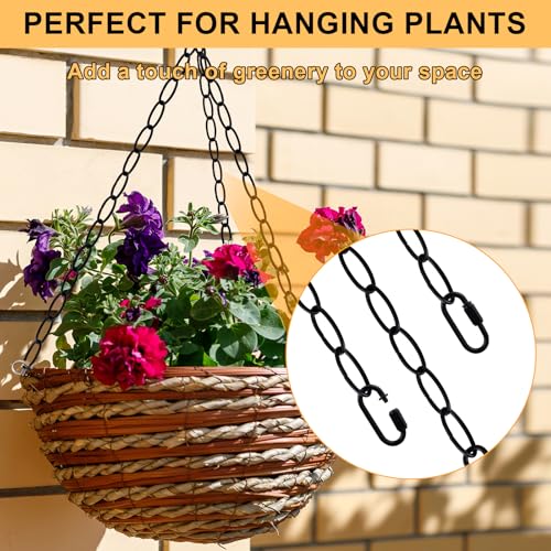 Image of 6 Feet Industrial Black Light Fixture Chain, 72 Inches Long, Metal Chain for Hanging Plants with Detachable Link, Decorative Black Chain for Hanging Chandelier, Lamp, Baskets, Bird Feeders