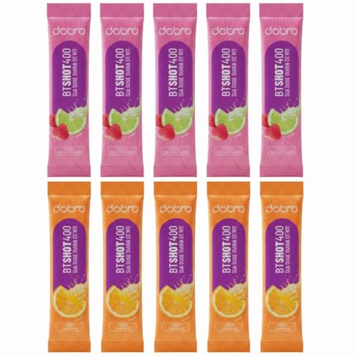 Stick Dobro BT Shot 400 Nitrato de Beterraba, Sachês Sabores Laranja e Pink Lemonade, 400mg por Dose, 10 Unidades, Energia e Bem-Estar