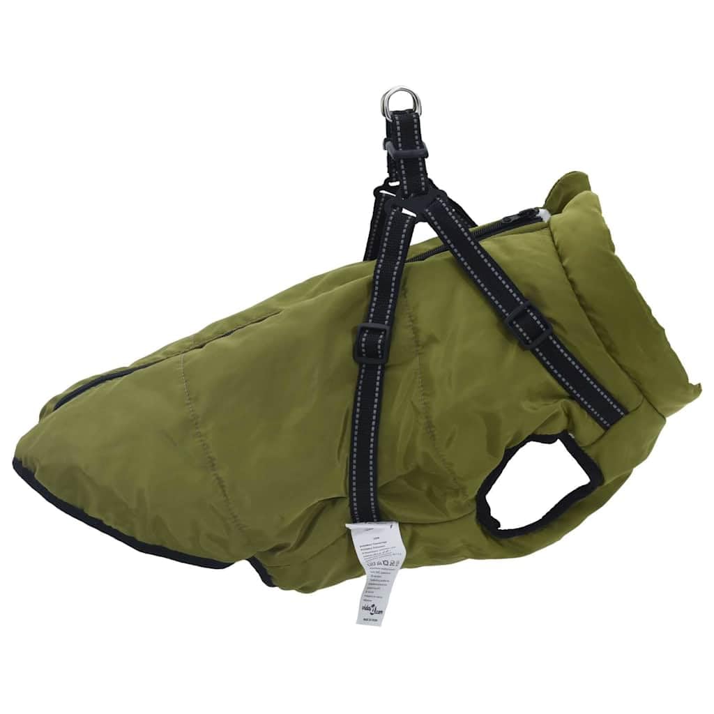Cappotto impermeabile per cani con imbracatura regolabile, verde militare, L68, riflettente, con pile, caldo, per inverno, autunno, all'aperto, passeggiate in caso di pioggia e neve, con