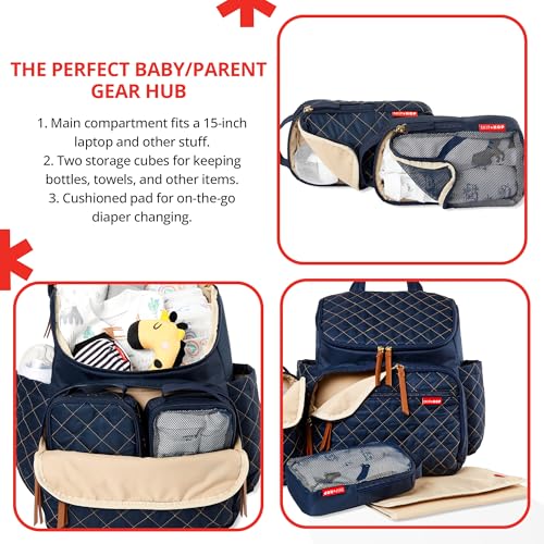 Image of Skip Hop Diaper Bag Backpack: Forma, Multi-Function Baby Travel Bag with Changing Pad & Stroller Attachment, Navy