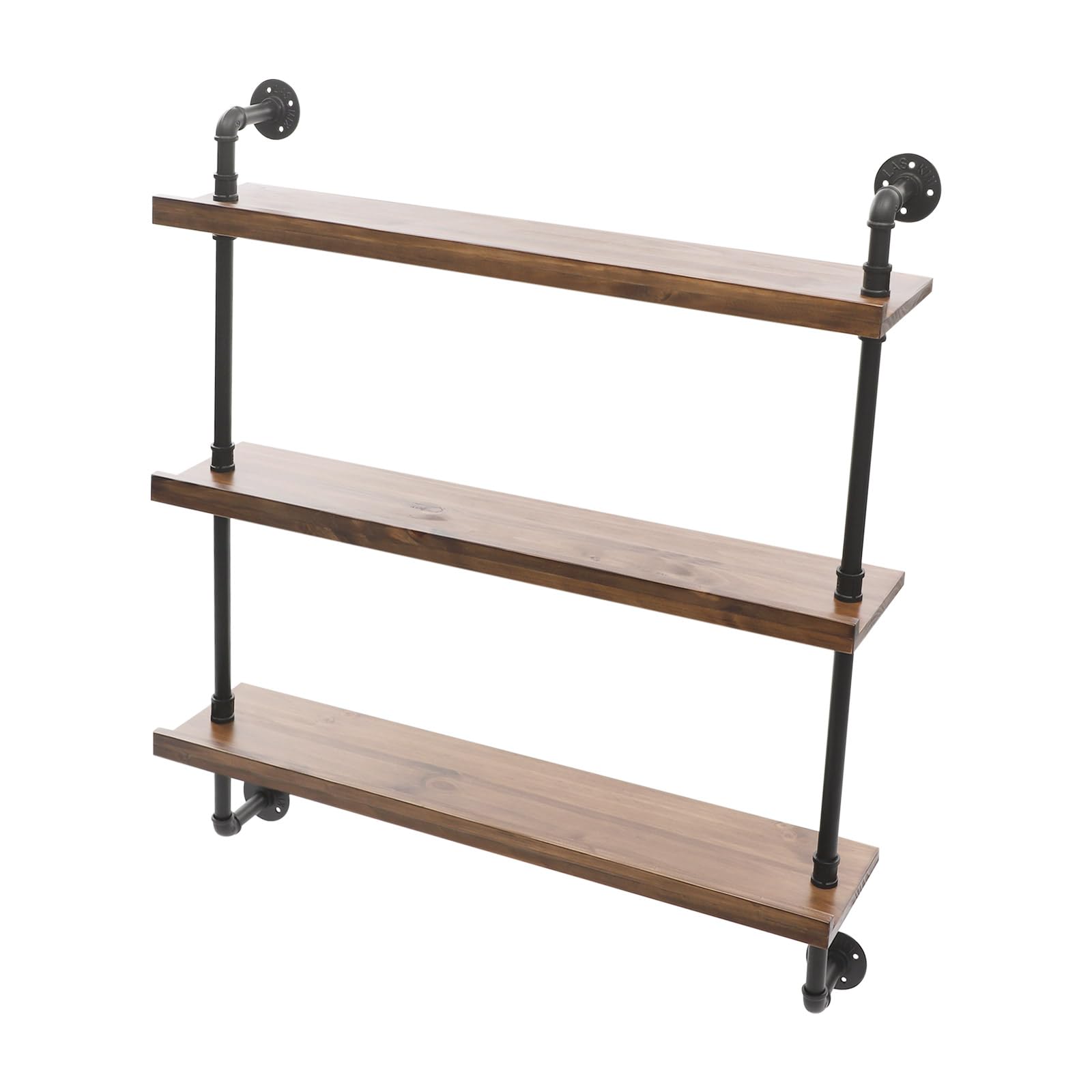 NEATOOM 3-Tier Wall Mounted Wine Rack, Wine Bottles Floating Shelves Display Storage Organizer with Baffle, Wine Shelf Home Décor Display Rack 441 lbs Load Capacity (Light Walnut)