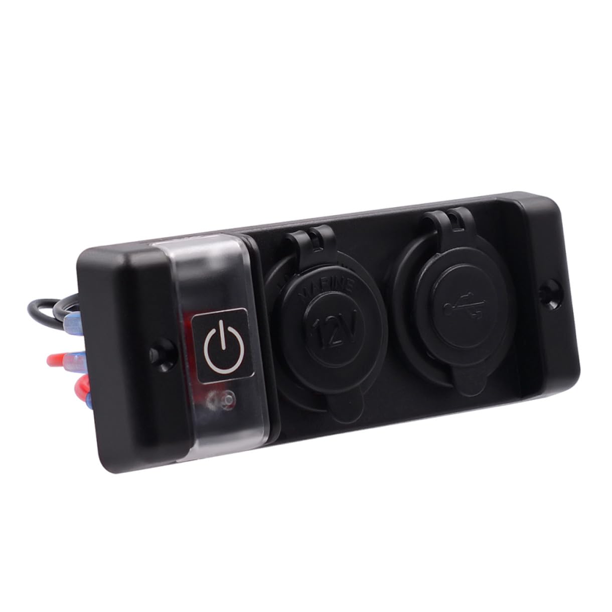 Pannello Caricatore Presa Accendisigari Dual USB 12-24v Nero | Abs, Alimentazione per Telefono e Tablet, per Auto, Barca e Yacht, Alta per Uso Nautico