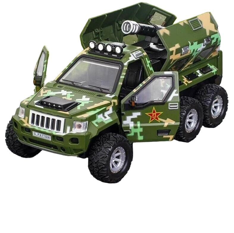 Image of 1:24 G-Patton Military Armored Diecast Scale Model Metal Pull Back Toy car for Kids with Automatic Openable Doors & Light, Music Toy Vehicle for Kids【Colors as Per Stock】