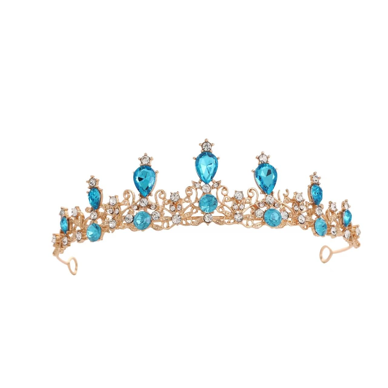 Caelumdecor Women's Blue New Bridal Crown Tiara Rhinestone Hair Accessories Wedding Prom Headpiece