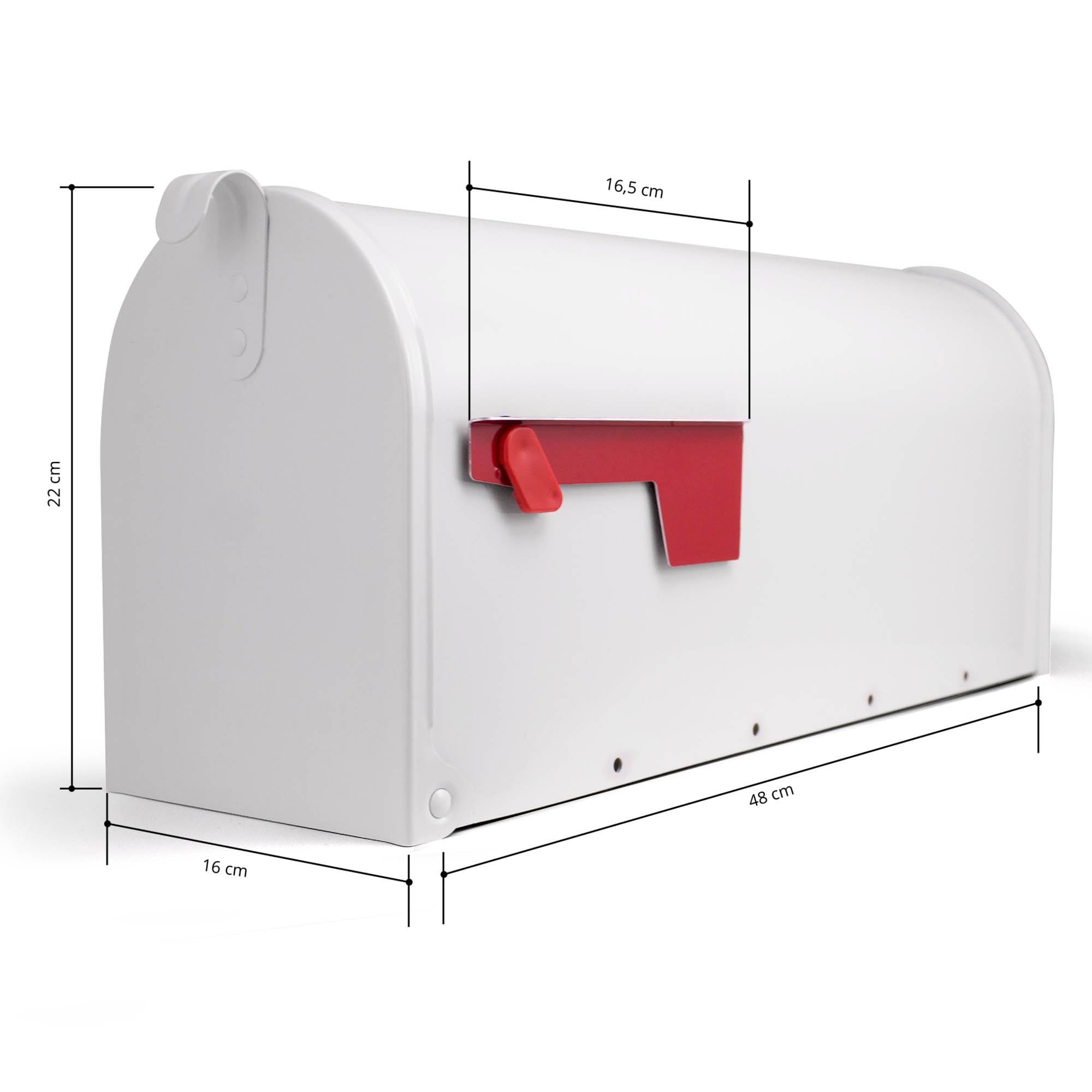 banjado® Amerikanischer Briefkasten weiß - US Mailbox/Letterbox 51x22x17cm - Postkasten Stahl - pulverbeschichtet