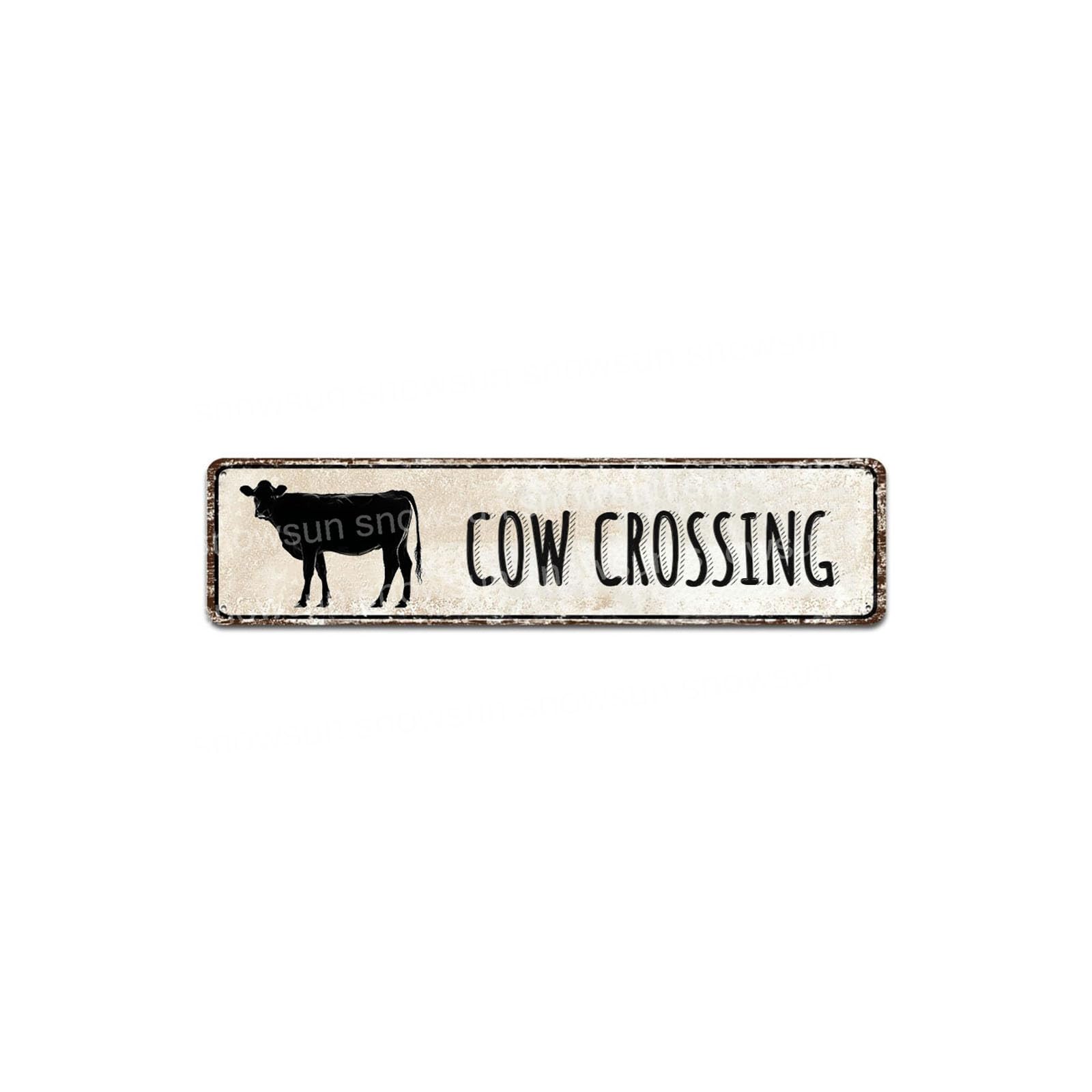 Cow Crossing Metal Signs Vintage Retro Tin Sign for Home Bar Office Outdoor Garden Wall Decor 4x16 Inch