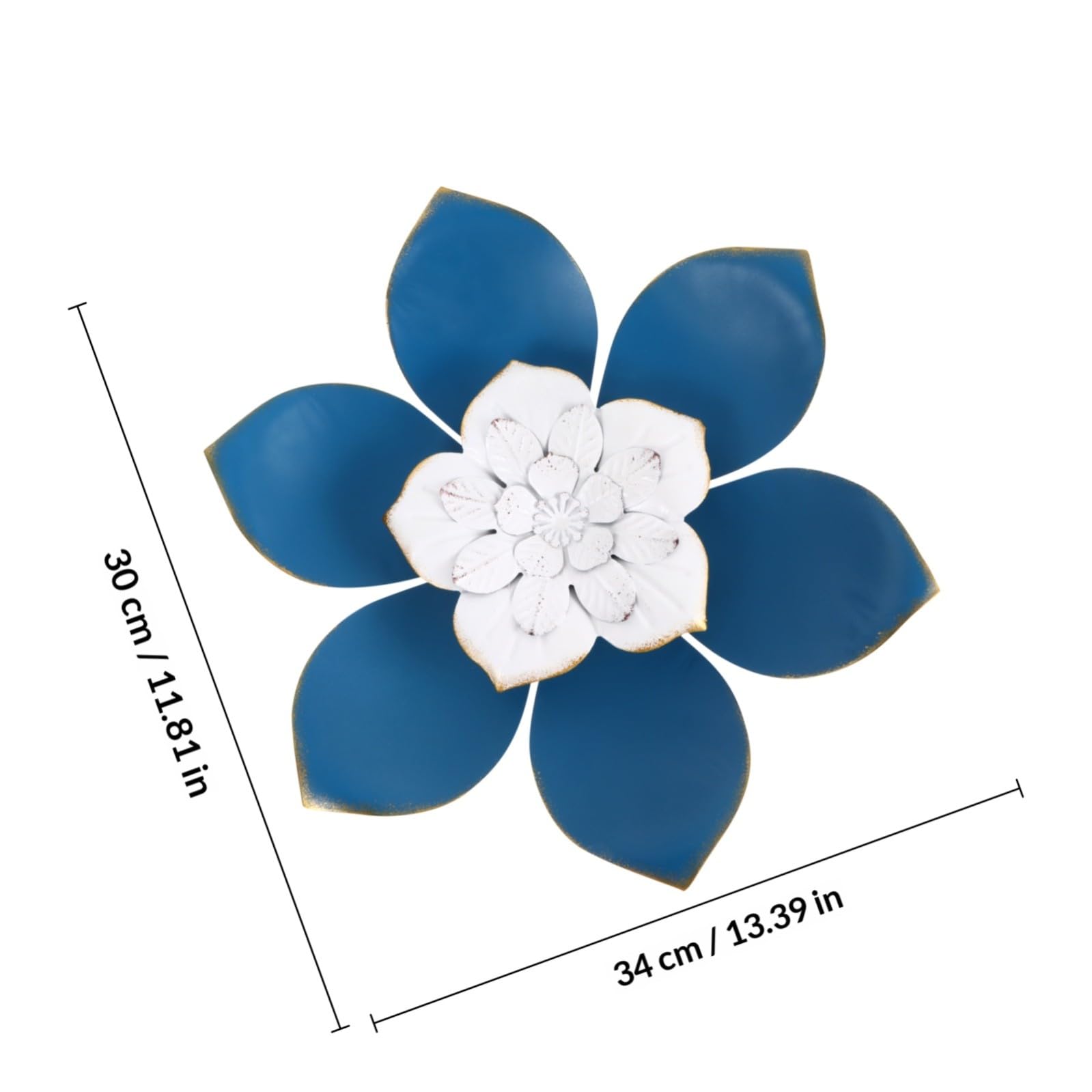 Abaodam Fiore Decorativo da Parete in Ferro Blu per Casa e Camera