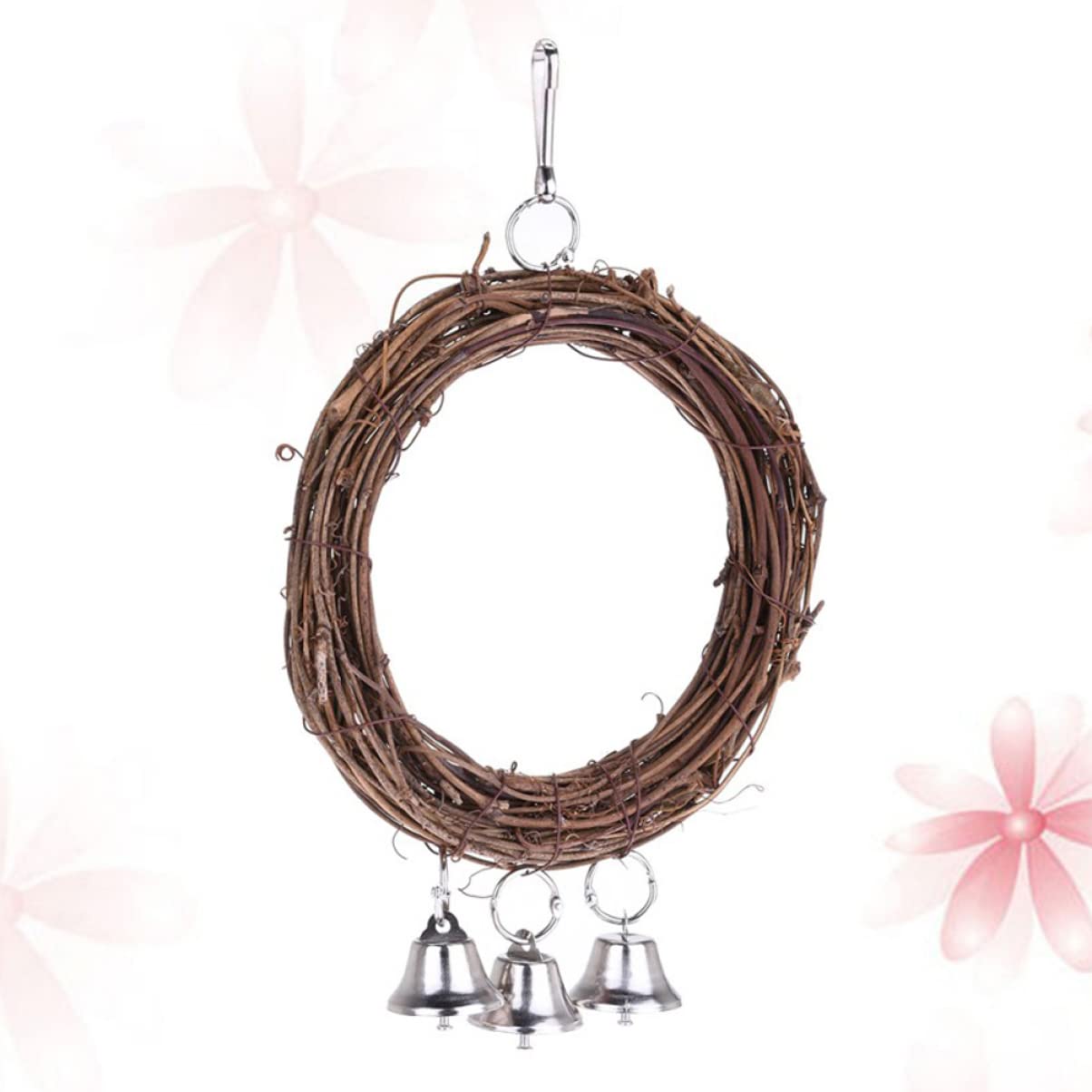 Angoily 2pezzi Altalena Per Uccelli Rattan Con Campanelli e Pervinca Legno Giocattolo Per Pappagalli e Parrocchetti Casuali