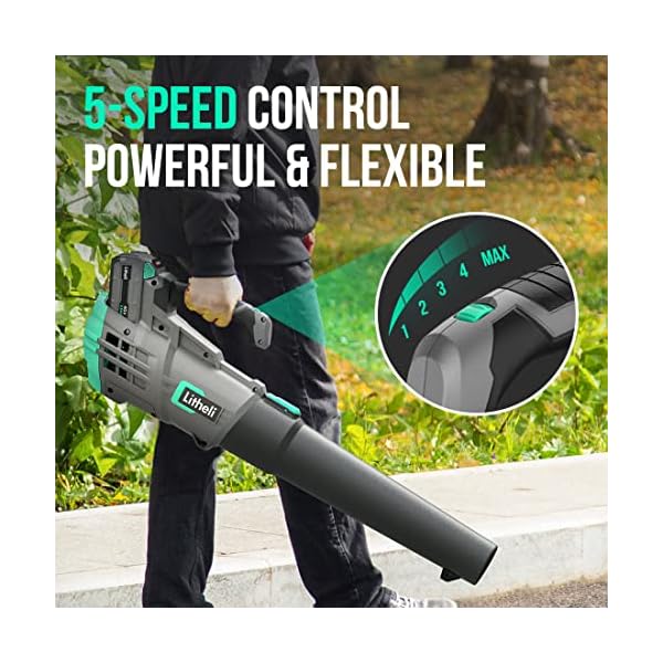 Litheli Cordless Leaf Blower 40V, Battery Leaf Blowers for Lawn Care, Lightweight Axial Blower for Blowing Leaf, Dust, Debris, with 2.0Ah Battery Included - Image 4
