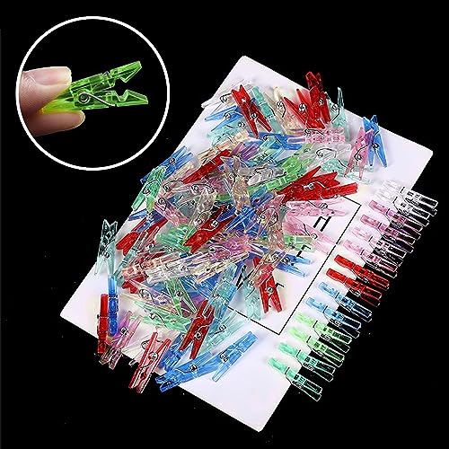 100 transparent clips, plastic spring clips, 34mm color photo clips, handmade decoration clips - Image 4